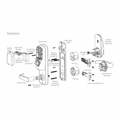 Yale Z-Wave Plus Assure Interconnected Lockset with Touchscreen Deadbolt, Norwood Lever, 4", Left-Handed, Polished Brass